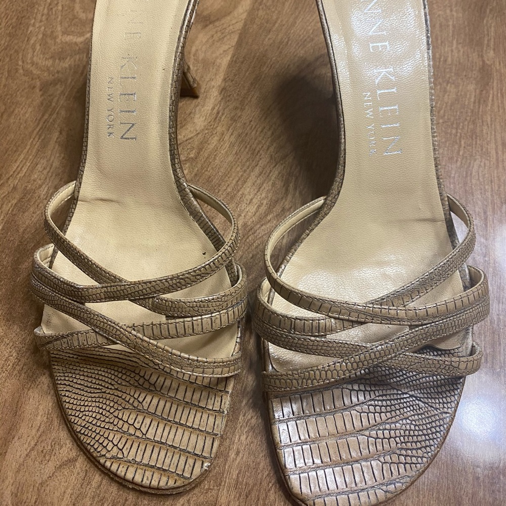 Anne Klein snake skins sandals